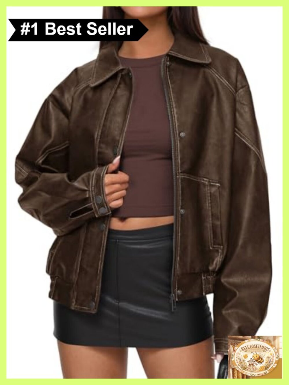 Oversized Faux Leather Jacket Moto Biker Moto Coat Fall Winter